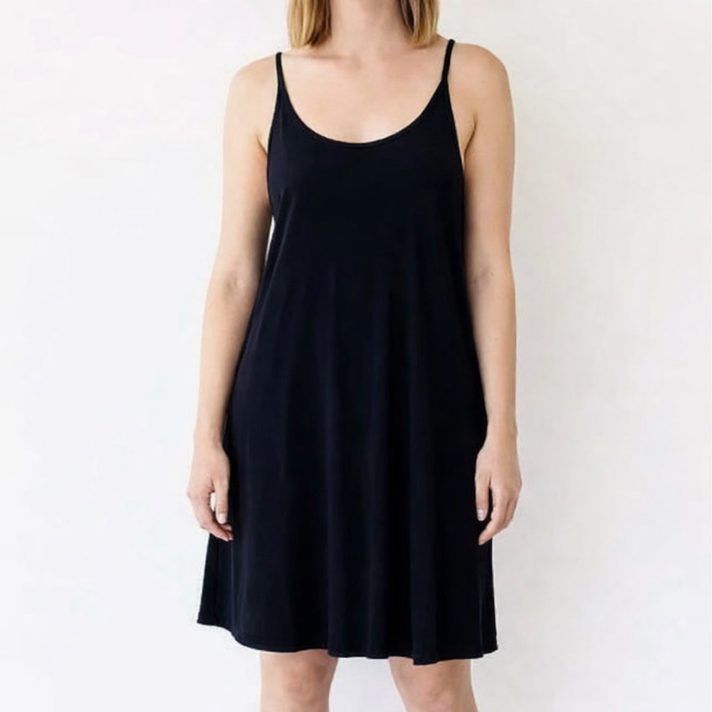 Lou & Grey Black Slip Dress Size S Mini Spaghetti Strap Casual Soft Stretch